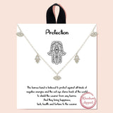 87137, "PROTECTION" EVIL EYE N HAMSA CHARM NECKLACE