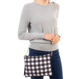 87157, BUFFALO PLAID PADDED MINI CROSSBODY BAG