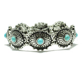 87212, WESTERN TURQUOISE STONE STRETCH BRACELET