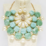 87233, CELLULOID ACETATE W/ PEARL STATEMENT NECKLACE