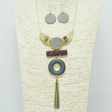 87236, ROUND WOOD W/ TASSEL DROP NECKLACE