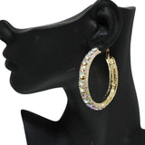 87274, CRYSTAL RHINESTONE HOOP EARRING