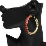 87274, CRYSTAL RHINESTONE HOOP EARRING