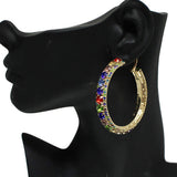 87274, CRYSTAL RHINESTONE HOOP EARRING