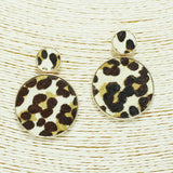 87278, MOHAIR LEOPARD ROUND EARRING