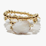 87287, DRUZY STONE W/ MULTI LAYERED BEAD STRETCH BRACELET