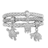 87327, SEA TURTLE CHARM 3PC STRETCH BRACELET SET