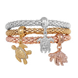 87327, SEA TURTLE CHARM 3PC STRETCH BRACELET SET