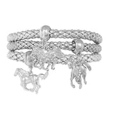 87328, HORSE CHARM 3PC STRETCH BRACELET SET