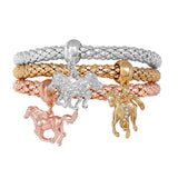 87328, HORSE CHARM 3PC STRETCH BRACELET SET