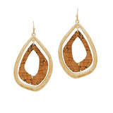 87393, GEOMETRIC CORK CUT OUT EARRING