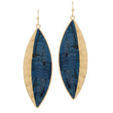 87395, MARQUISE METAL PLATING CORK EARRING