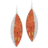 87395, MARQUISE METAL PLATING CORK EARRING