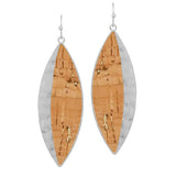 87395, MARQUISE METAL PLATING CORK EARRING