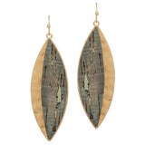 87395, MARQUISE METAL PLATING CORK EARRING