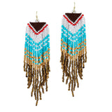 87400, WESTERN SEED BEAD W/ LEATHER EARRING