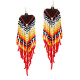 87400, WESTERN SEED BEAD W/ LEATHER EARRING