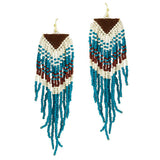 87400, WESTERN SEED BEAD W/ LEATHER EARRING