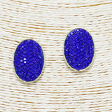 87430, OVAL PAVE RHINESTONE POST EARRING