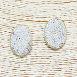 87430, OVAL PAVE RHINESTONE POST EARRING