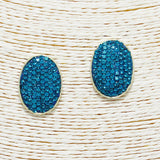 87430, OVAL PAVE RHINESTONE POST EARRING