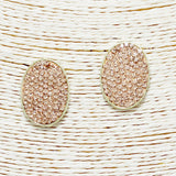 87430, OVAL PAVE RHINESTONE POST EARRING