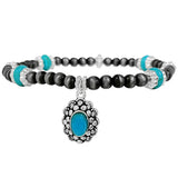 87485, WESTERN CONCHO CHARM NAVAJO BEAD STRETCH BRACELET