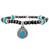 87487, WESTERN TEARDROP CHARM NAVAJO BEAD STRETCH BRACELET