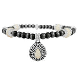 87487, WESTERN TEARDROP CHARM NAVAJO BEAD STRETCH BRACELET