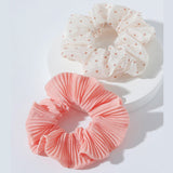 87493, POLKA DOT & SOLID BOHEMIAN HAIR SCRUNCHIES *2PCS/SET