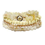 87495, WOOD & MIX BEAD MULTI LAYERED STRETCH BRACELET