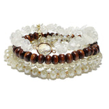 87495, WOOD & MIX BEAD MULTI LAYERED STRETCH BRACELET