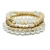 87496, PEARL & BEAD MULTI LAYERED STRETCH BRACELET