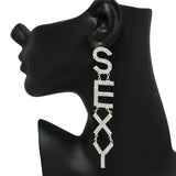 87518, SEXY RHINESTONE EMBELLISHED LINK DANGLE EARRING
