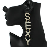 87518, SEXY RHINESTONE EMBELLISHED LINK DANGLE EARRING