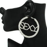 87520, SEXY RHINESTONE EMBELLISHED HOOP EARRING