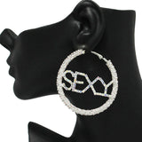 87520, SEXY RHINESTONE EMBELLISHED HOOP EARRING