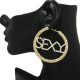 87520, SEXY RHINESTONE EMBELLISHED HOOP EARRING