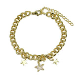 87556, STARFISH N STAR CHARM STAINLESS STEEL BRACELET