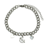 87557, CUPID ARROW CHARM STAINLESS STEEL BRACELET