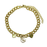 87557, CUPID ARROW CHARM STAINLESS STEEL BRACELET