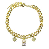 87558, PADLOCK N HEART CHARM STAINLESS STEEL BRACELET