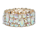 87665, GEOMETRIC RHINESTONE STRETCH BRACELET