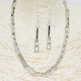 87742, RECTANGLE SHAPE CHAIN METAL NECKLACE