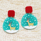 87785, REINDEER CHRISTMAS EPOXY ACRYLIC EARRING
