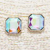 87802, BIG SQUARE SHAPE RHINESTONE POST EARRING