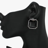 87802, BIG SQUARE SHAPE RHINESTONE POST EARRING