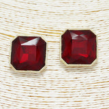87802, BIG SQUARE SHAPE RHINESTONE POST EARRING