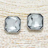 87802, BIG SQUARE SHAPE RHINESTONE POST EARRING