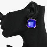 87802, BIG SQUARE SHAPE RHINESTONE POST EARRING